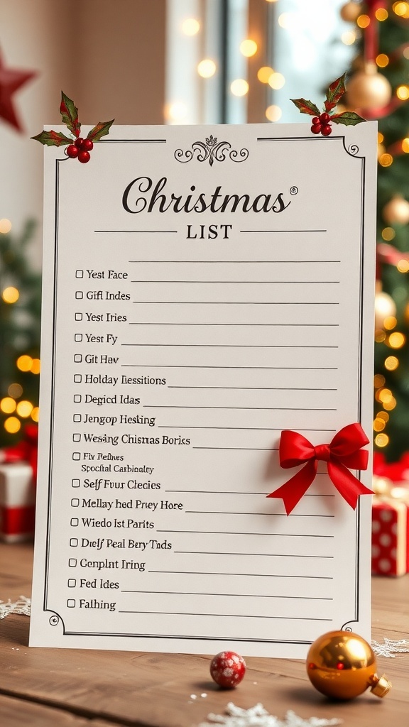 Aesthetic Christmas List Paper Template Aesthetic Christmas list paper template with festive designs and a cozy holiday background.
